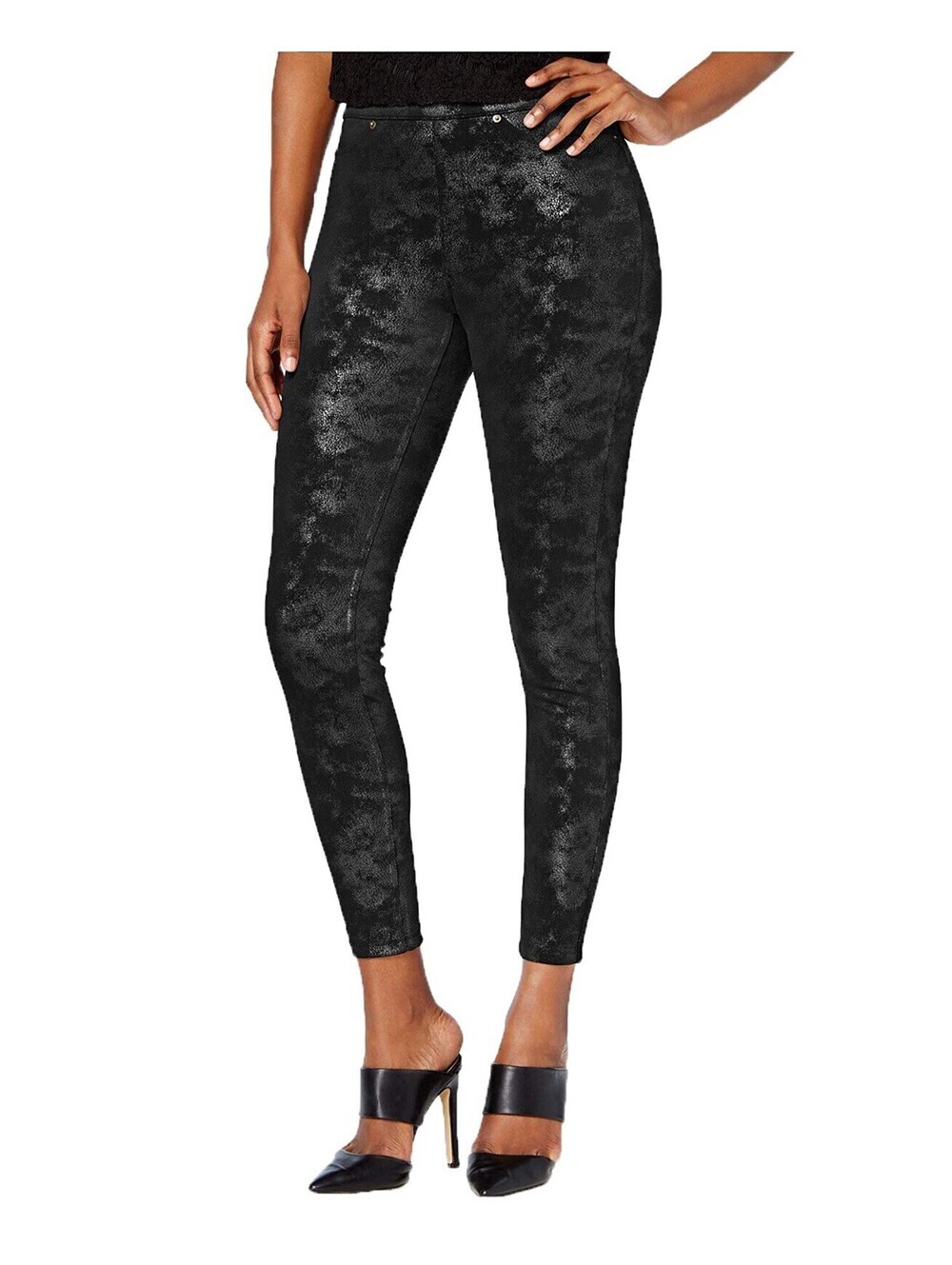 Hue Womens Distressed Metallic Leggings Size XS